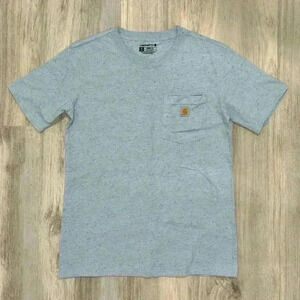 Carhartt Loose Fit Light Blue Speckled Short Sleeve Pocket T-Shirt Top Size S